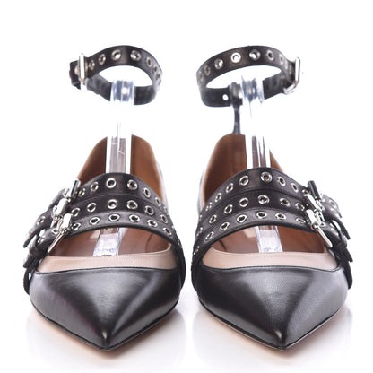 Valentino Garavani Calfskin Love Latch Ankle Strap Ballet Flats 37 Black Poudre 2 of 10