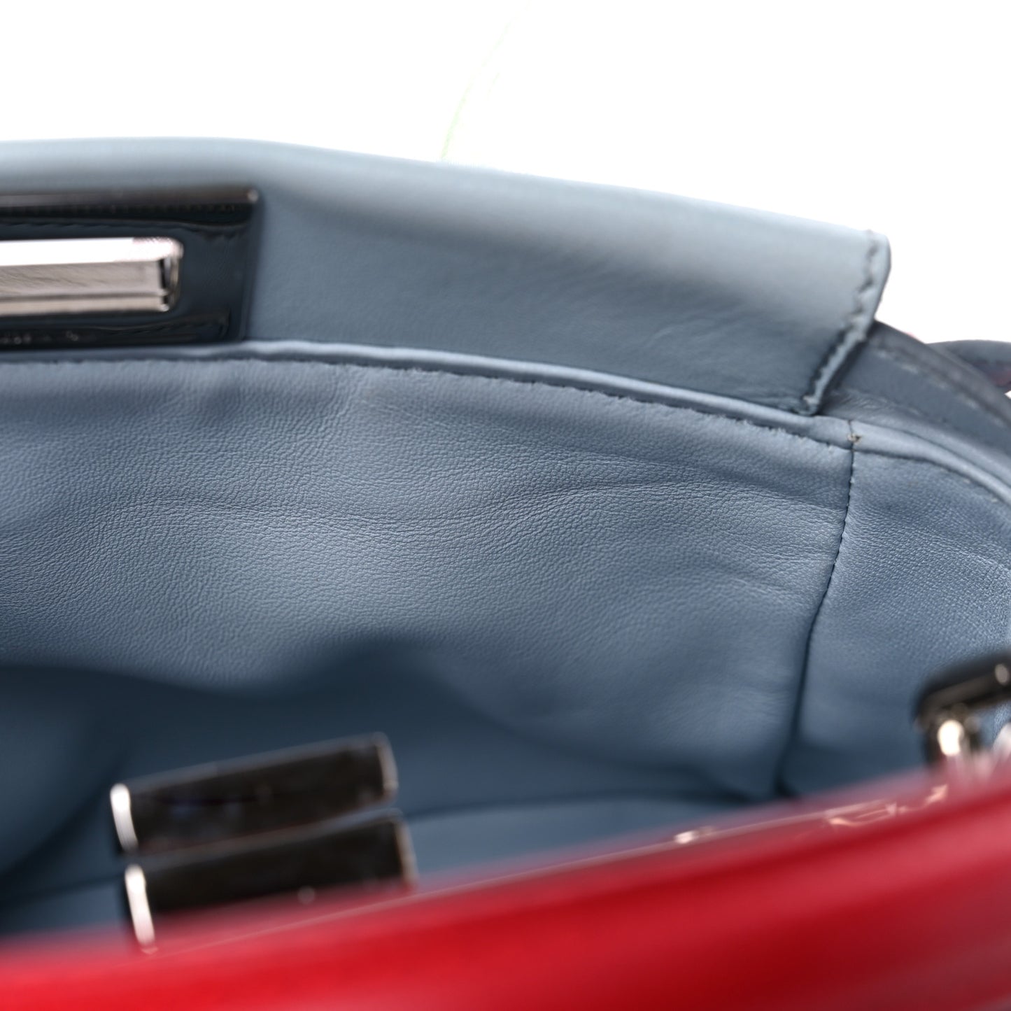 Nappa Organza Feather Mini Peekaboo Iconic Satchel Blue Multicolor