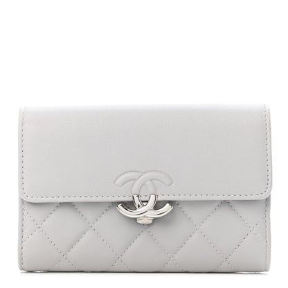Chanel Lambskin Quilted CC Box Flap Wallet Grey 1 of 4