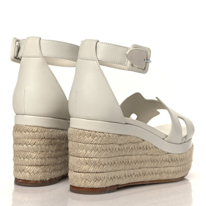 Hermes Goatskin Elda Espadrille Wedge Sandals 36 White 4 of 10
