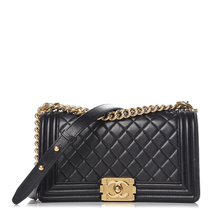 Chanel Lambskin Quilted Medium Boy Flap Black 1 of 12