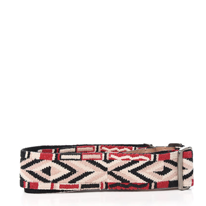 Valentino Garavani Canvas Geometric Embroidered Rockstud Guitar Strap Soft Noisette Multicolor 2 of 3