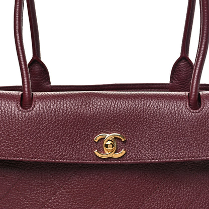 Chanel Grained Calfskin Stitched Urban Essentials Small Shopping Bag Burgundy 8 of 11