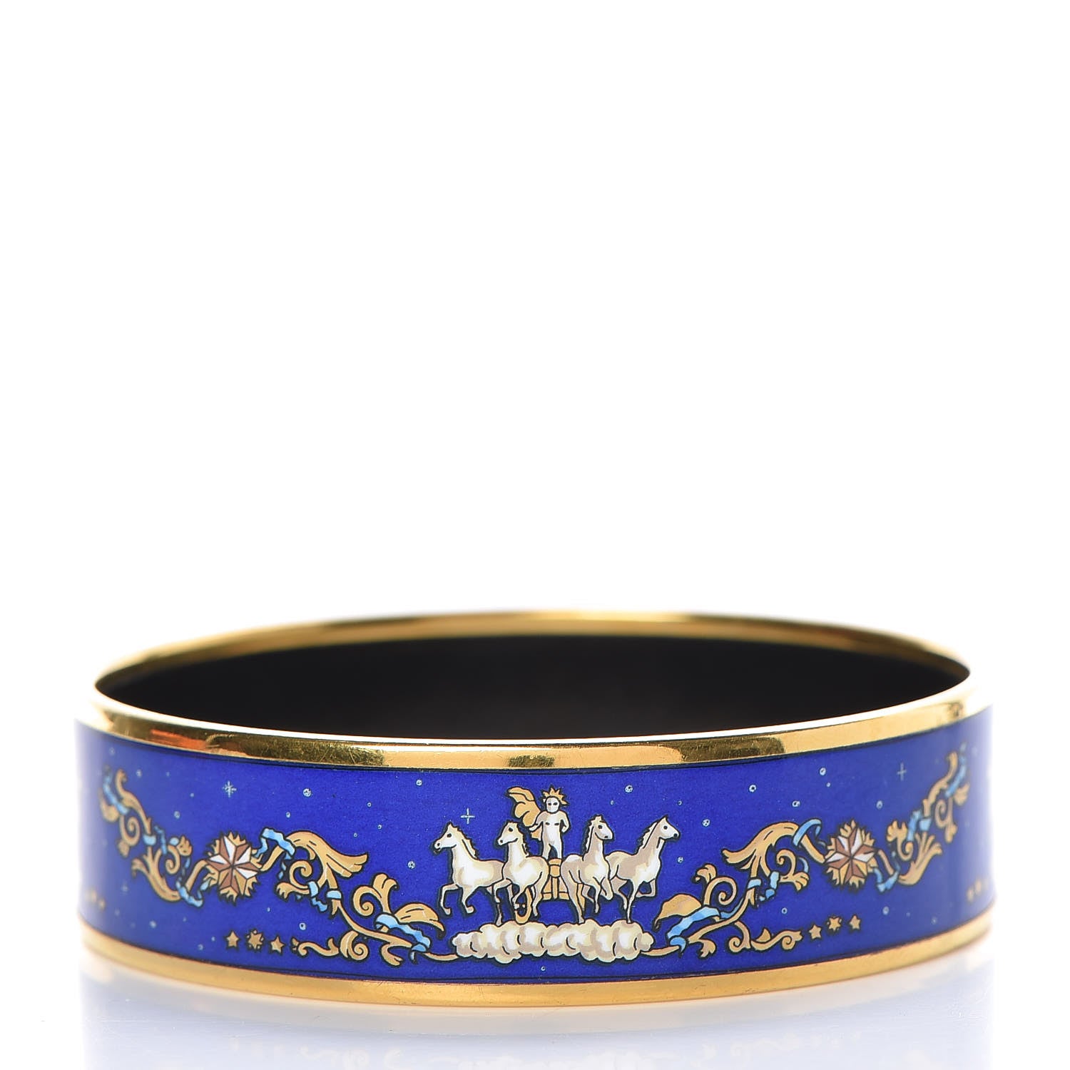 Hermes Enamel Printed Celestial Mythology Wide Bracelet 70 Bleu 3 of 6