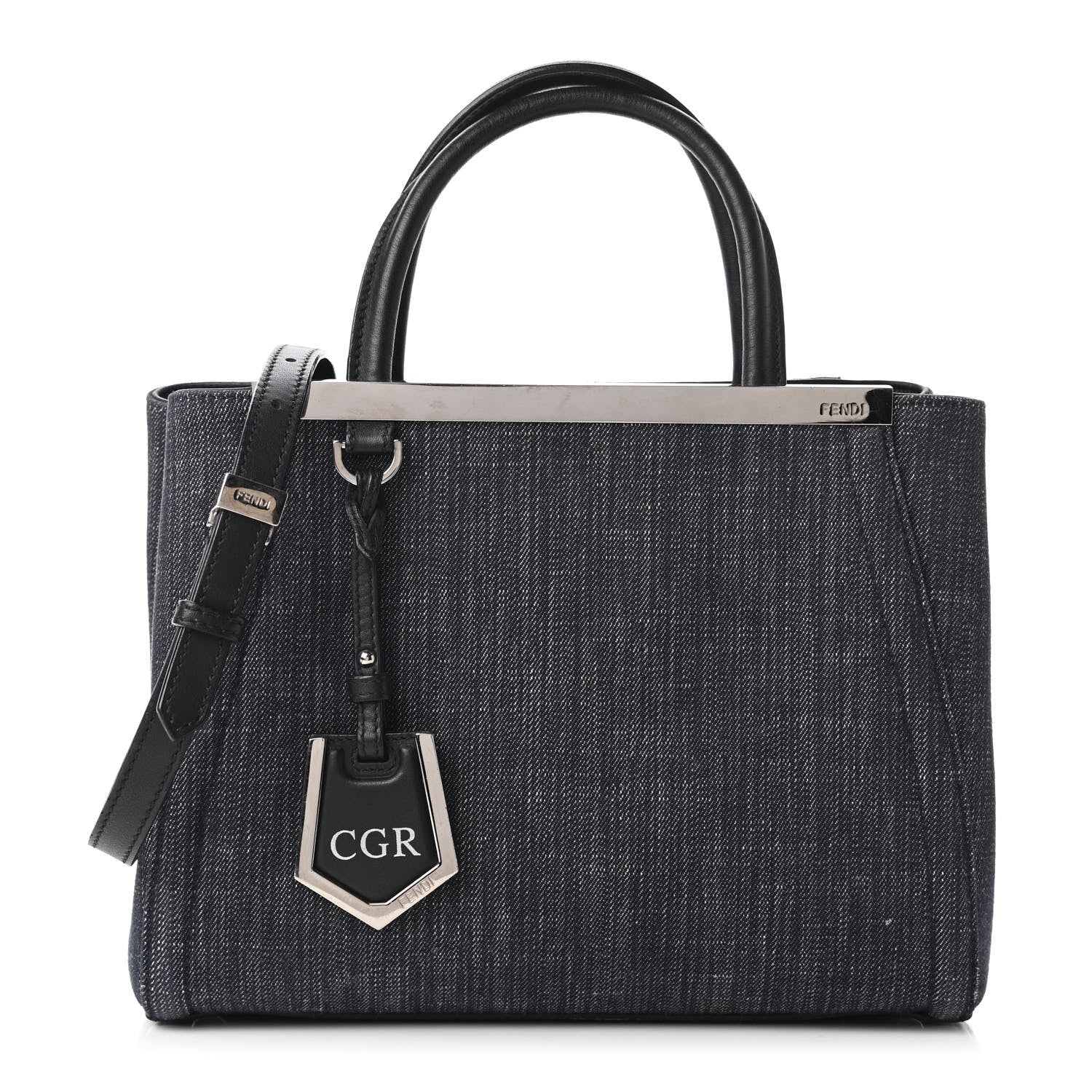 Fendi Denim Petite 2Jours Tote Blue Black 1 of 10