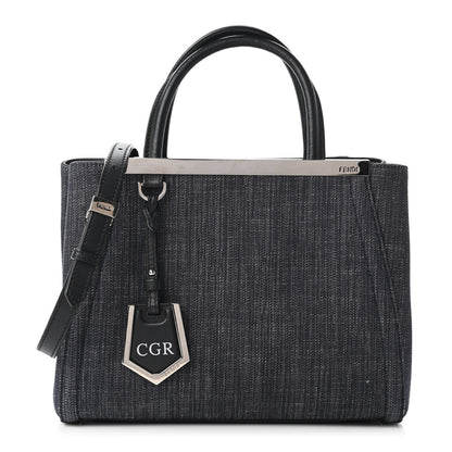 Fendi Denim Petite 2Jours Tote Blue Black 1 of 10