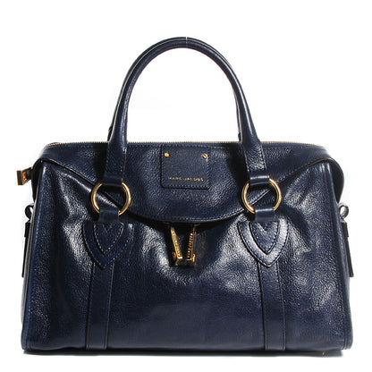 Marc Jacobs Goatskin Small Wellington Fulton Satchel Navy 1 of 8