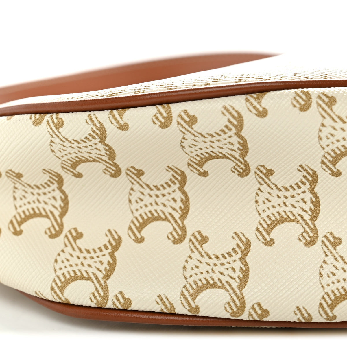 Canvas Calfskin Ava Triomphe Shoulder Bag White
