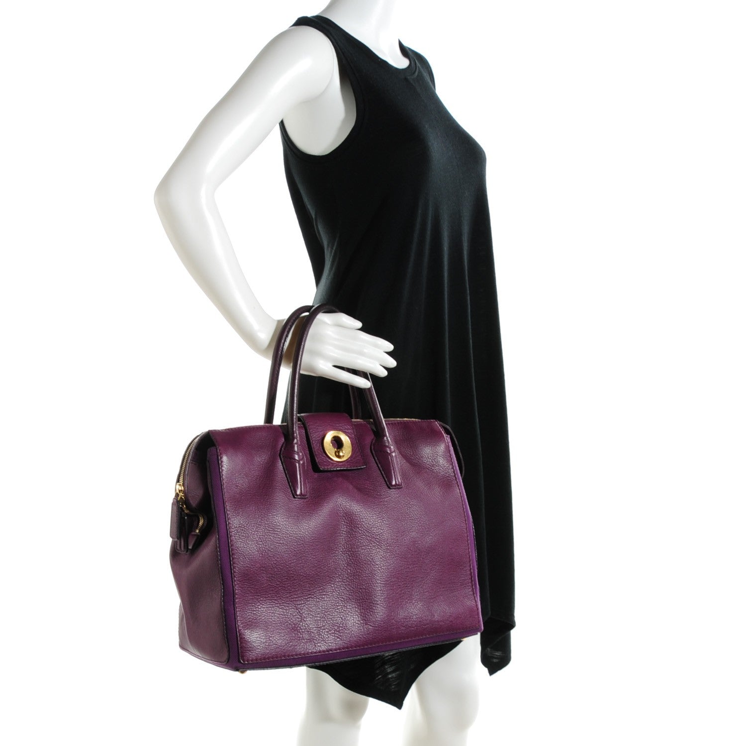 Saint Laurent Calfskin Muse Two Cabas Magenta 2 of 9