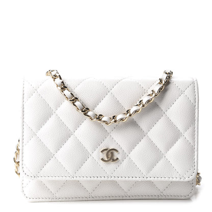 Chanel Caviar Quilted Mini Wallet On Chain WOC White 1 of 10