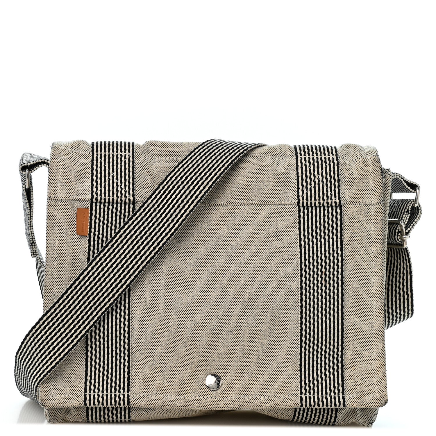 Hermes Canvas Herline Messenger Bag Ecru Black 1 of 14