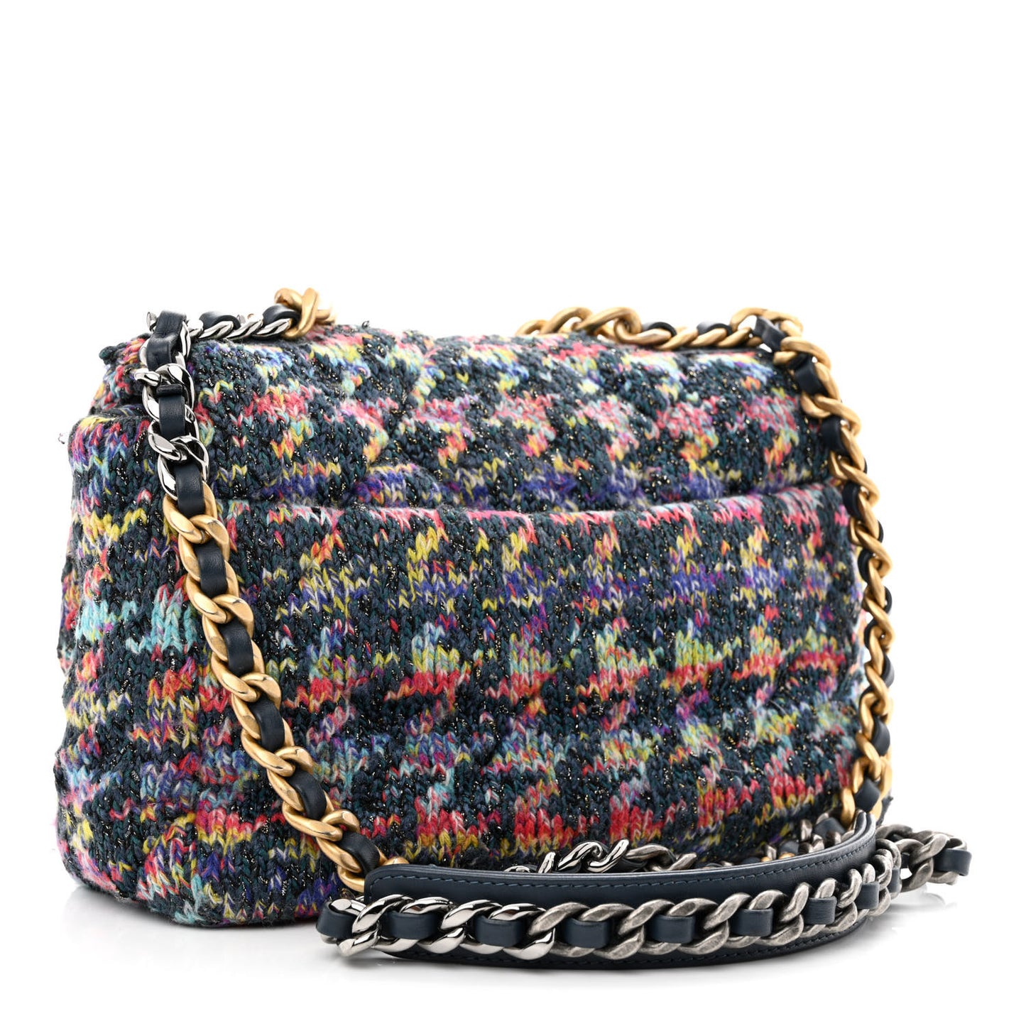 Tweed Quilted Medium Chanel 19 Flap Dark Multicolor
