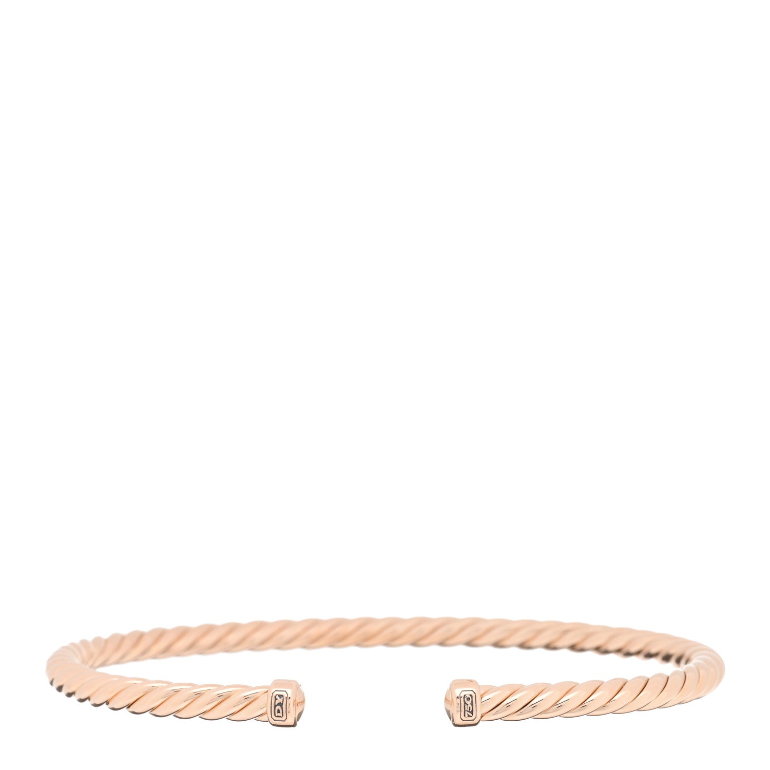 David Yurman 18K Rose Gold 4mm Cable Classics Cuff Bracelet 1 of 4