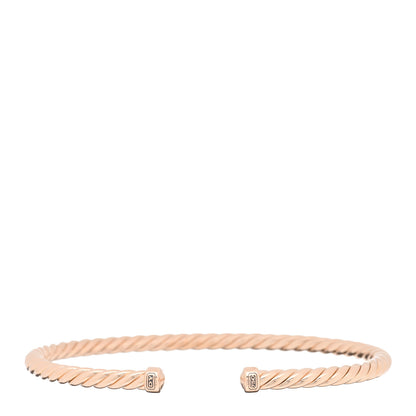 David Yurman 18K Rose Gold 4mm Cable Classics Cuff Bracelet 1 of 4