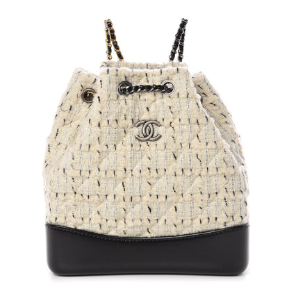 Chanel Tweed Calfskin Quilted Gabrielle Backpack Ivory 1 of 11