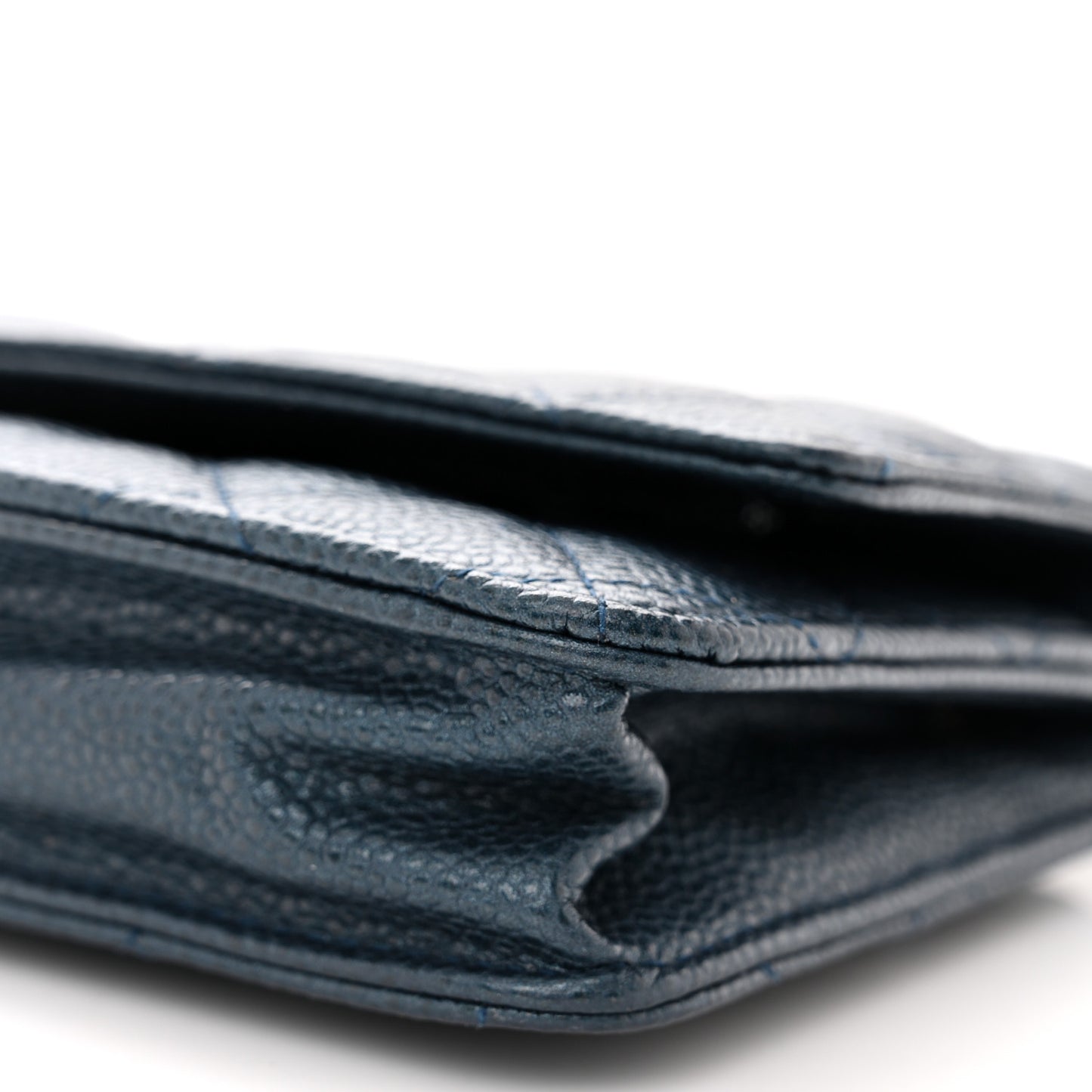 Caviar Quilted Wallet on Chain WOC Navy Blue