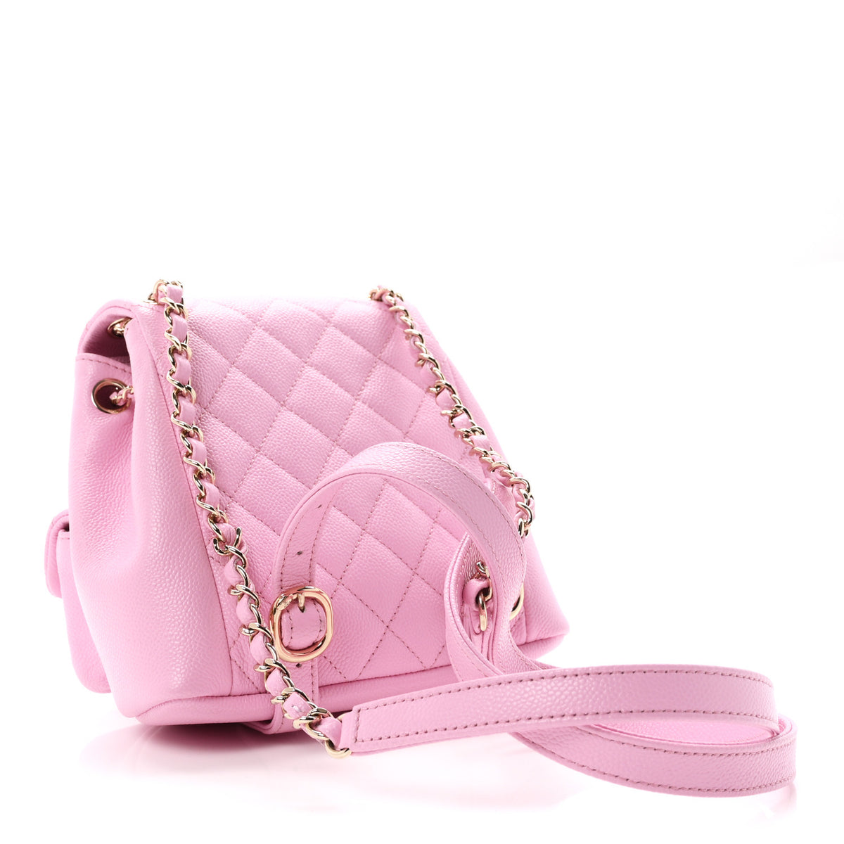 Chanel Shiny Caviar Quilted Small Duma Pockets Drawstring Backpack Lilac 5 of 19