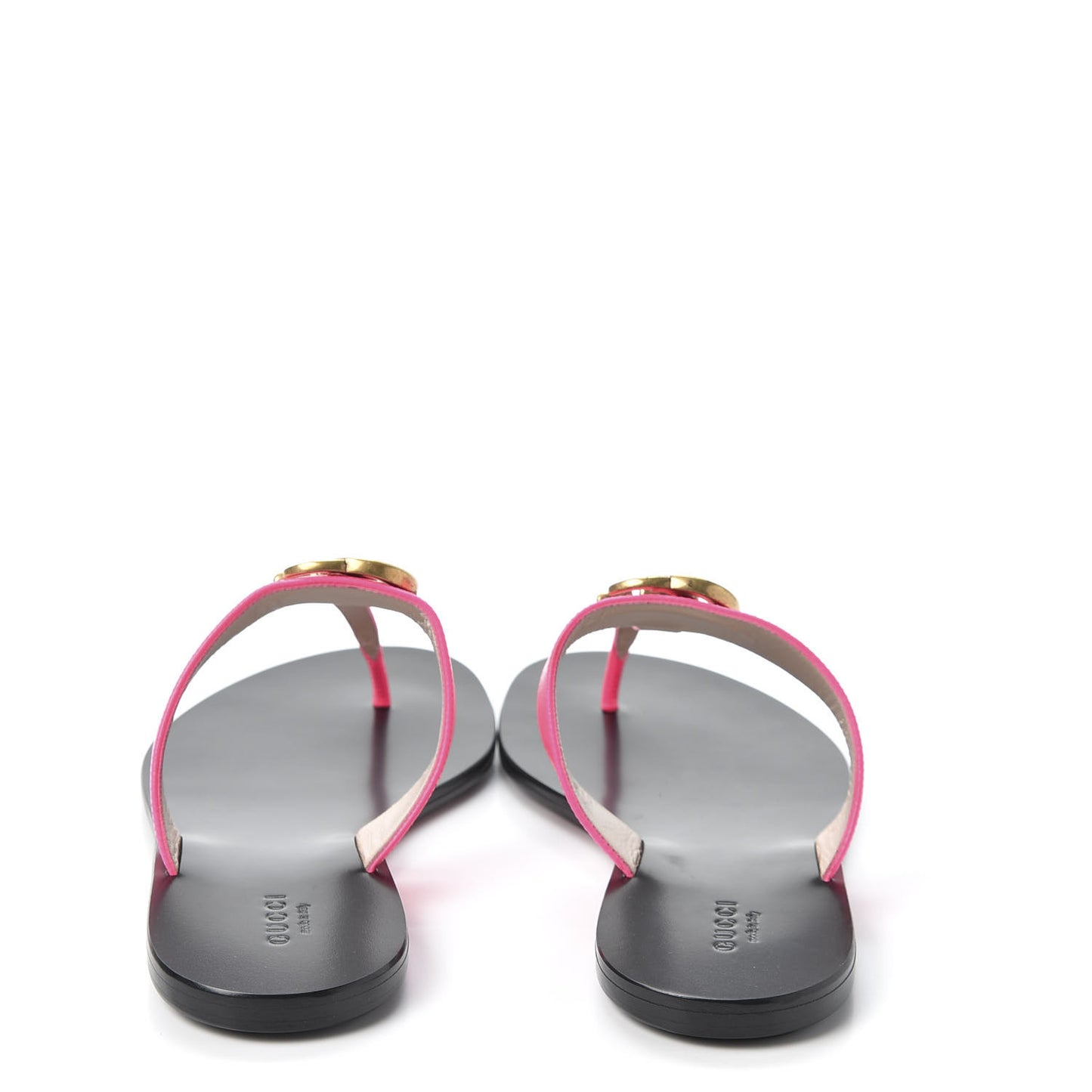 Calfskin GG Marmont Thong Sandals 38.5 Fuxia Fluo