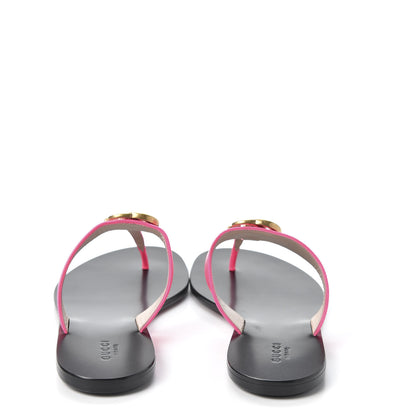 Gucci Calfskin GG Marmont Thong Sandals 38.5 Fuxia Fluo 6 of 10