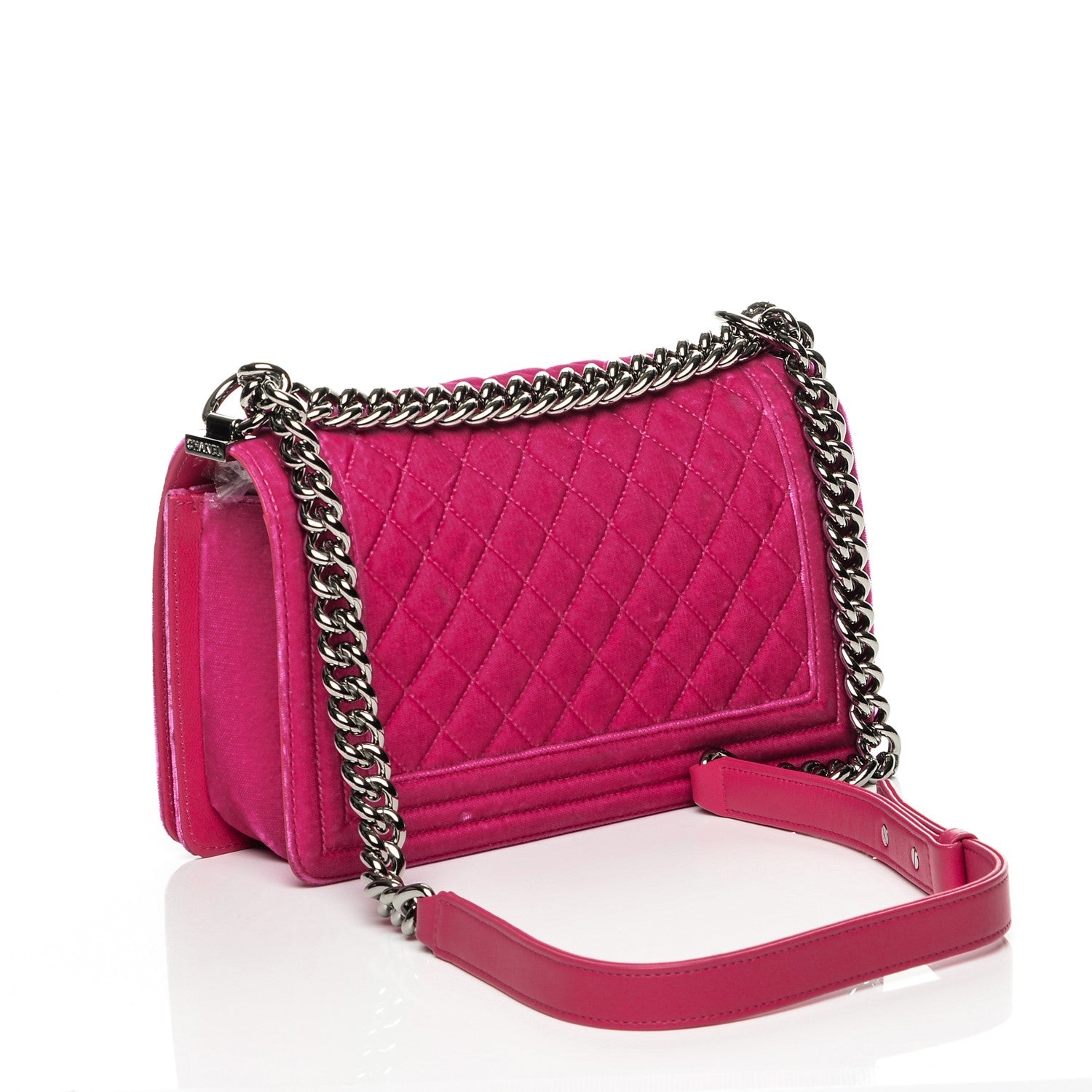 Chanel Velvet Quilted Medium Boy Flap Fuchsia 2 of 14
