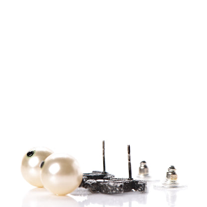 Chanel Ruthenium CC Pearl Drop Earrings 3 of 5