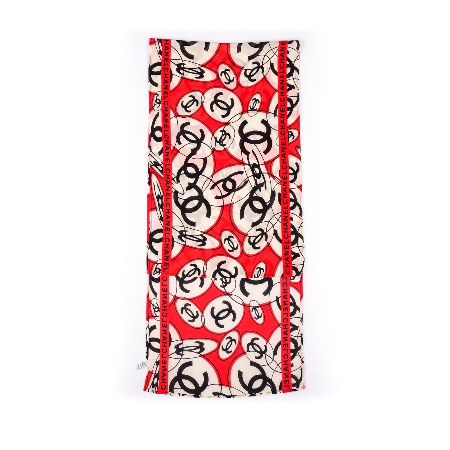 Silk CC Scarf Black White Red