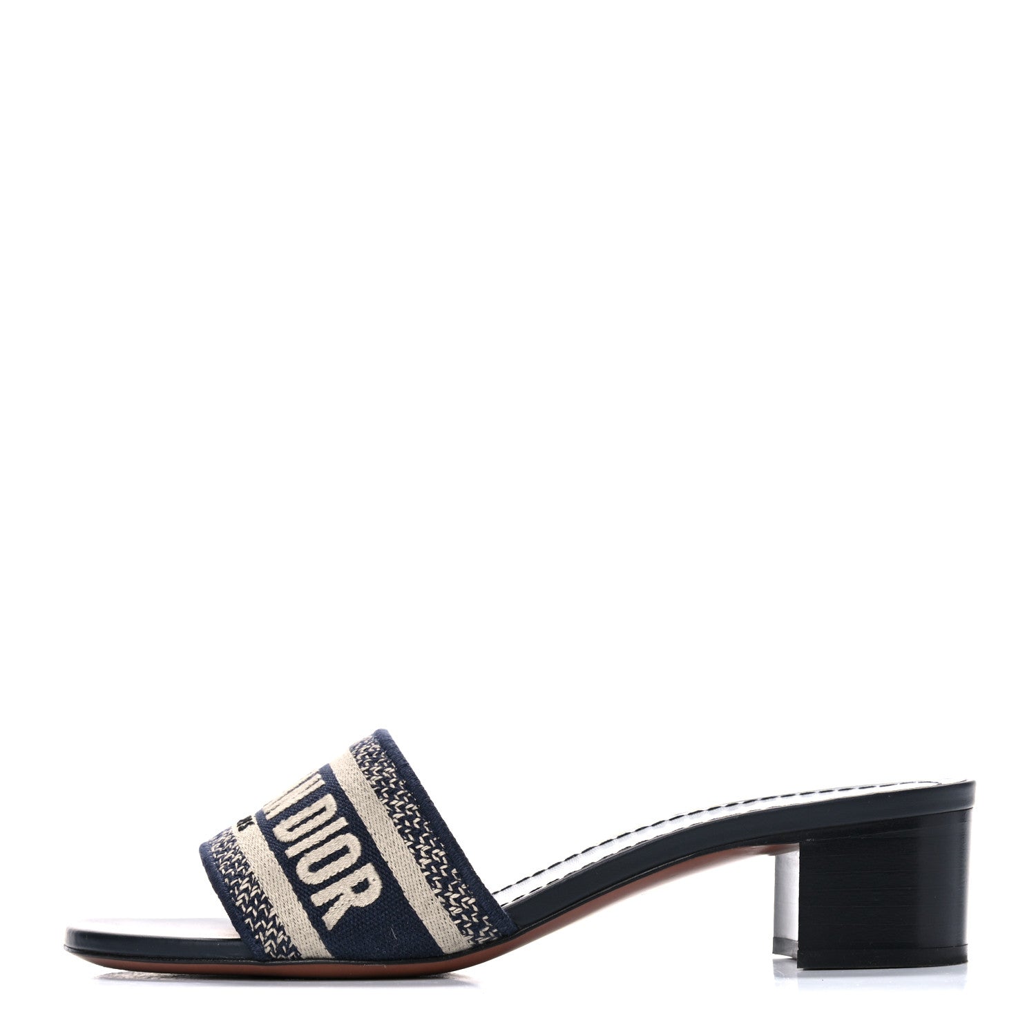 Christian Dior Cotton Embroidered Dway 40mm Slide Sandals 36.5 Deep Blue 1 of 9