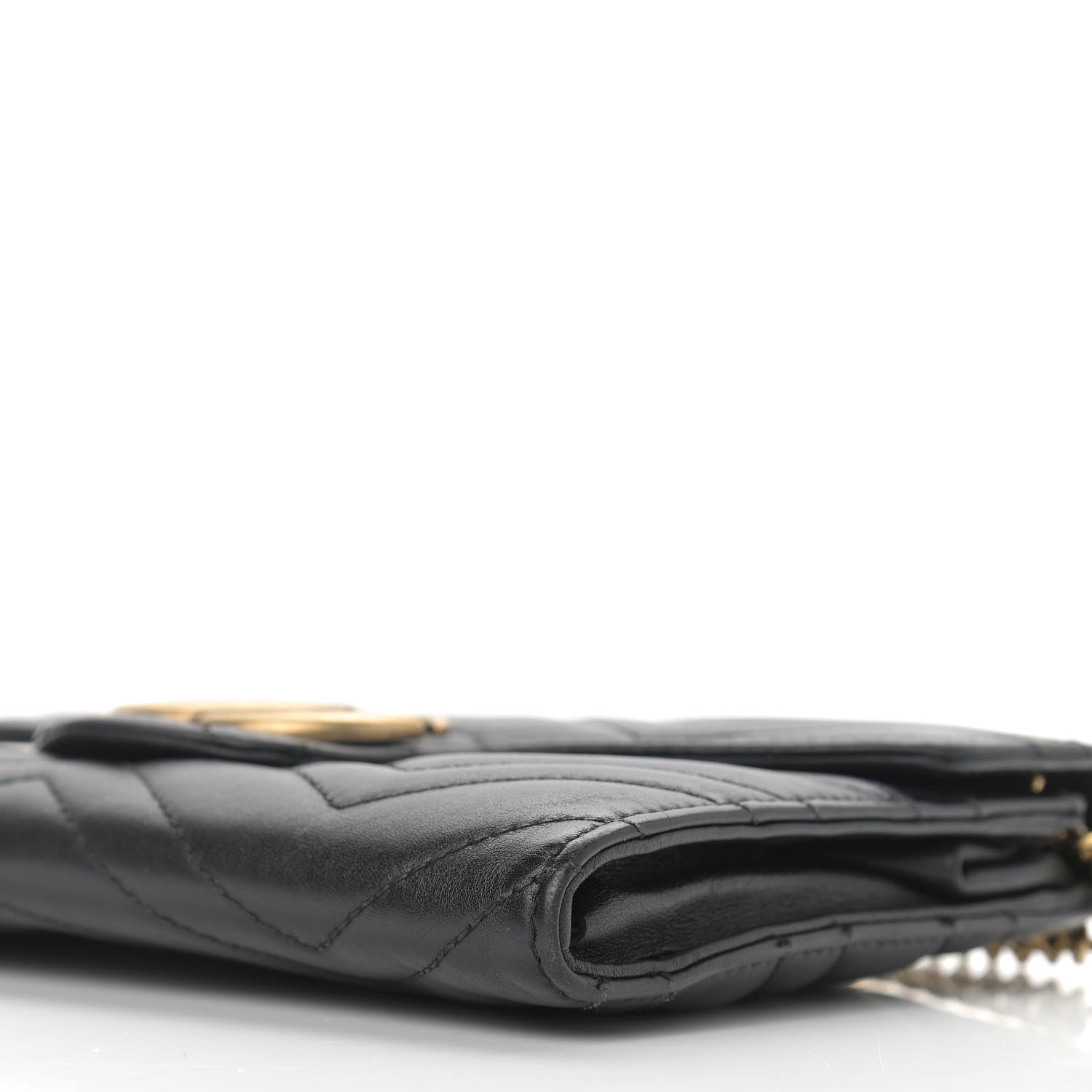 Gucci Calfskin Matelasse Mini GG Marmont Chain Wallet Black 14 of 17