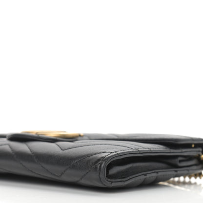 Gucci Calfskin Matelasse Mini GG Marmont Chain Wallet Black 14 of 17