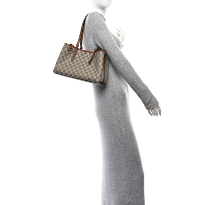 Gucci GG Supreme Monogram Emblem Medium Tote Bag Beige Dark Brown 2 of 10