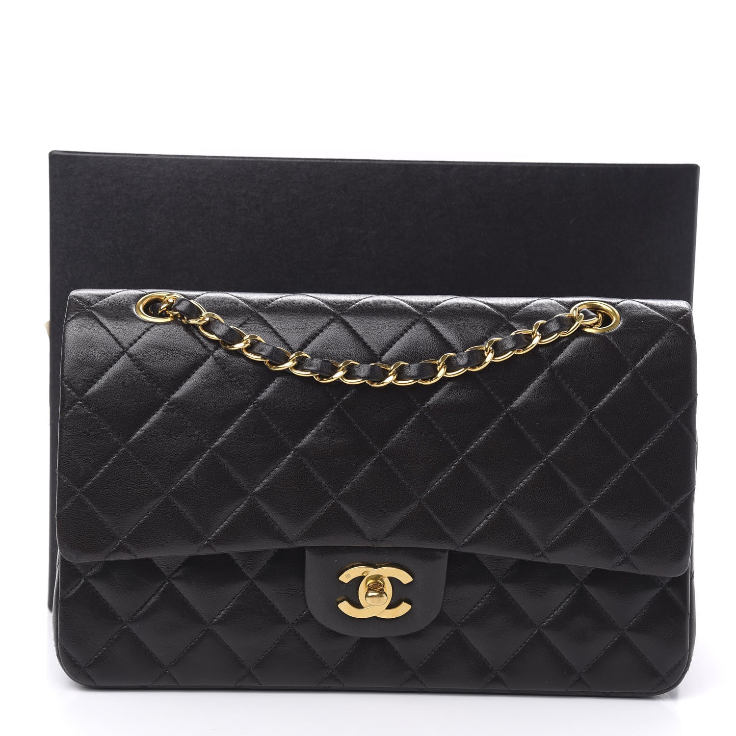 Chanel Lambskin Quilted Medium Double Flap Black 10 of 10