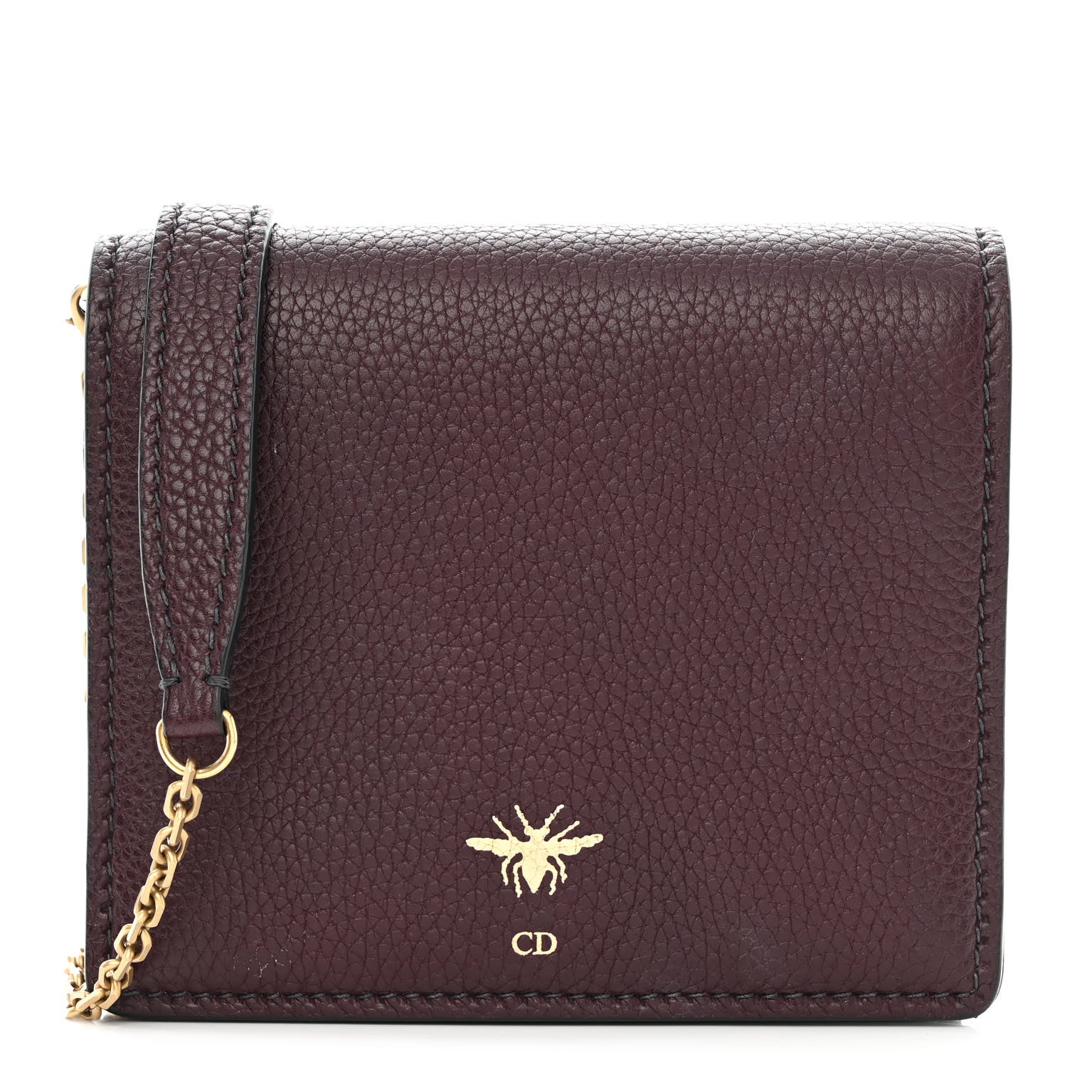 Christian Dior Grained Calfskin D-Bee Crossbody Burgundy 1 of 11