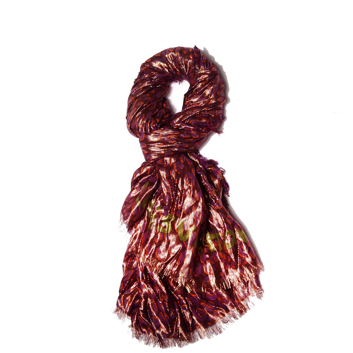 Louis Vuitton Cashmere Silk Leopard Disco Etole Stole Prune 1 of 8