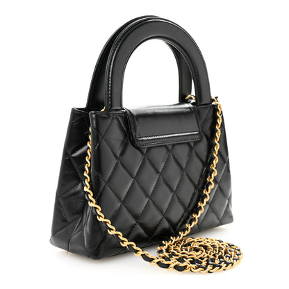 Chanel Shiny Aged Calfskin Quilted Nano Kelly Shopper Black 3 of 10
