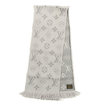 Louis Vuitton Wool Silk Logomania Scarf Pearl Grey 2 of 3