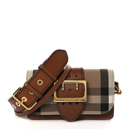 Burberry House Check Bridle Calfskin Small Madison Buckle Bag Tan 1 of 9