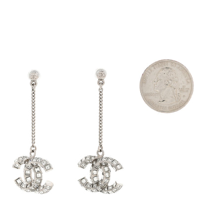 Chanel Baguette Crystal CC Drop Earrings Silver 2 of 5