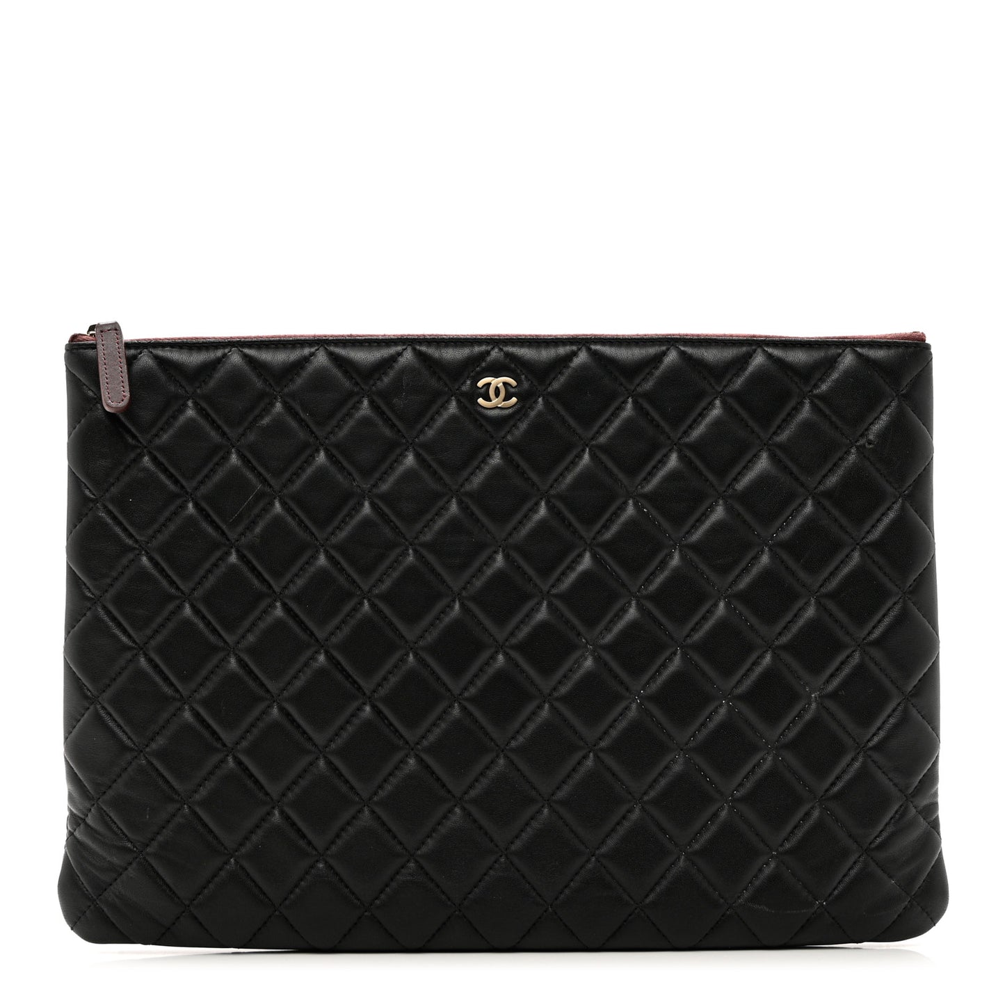 Lambskin Quilted Large Cosmetic Case Black
