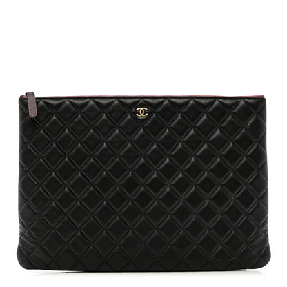 Chanel Lambskin Quilted Large Cosmetic Case Black 1 of 9