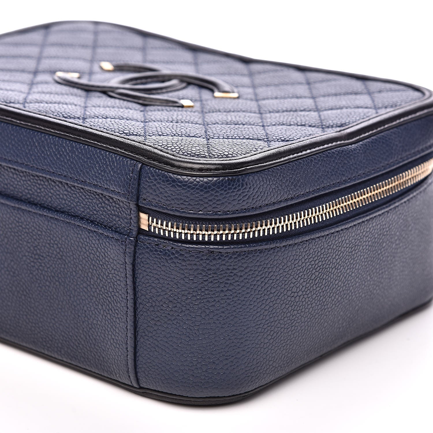 Chanel Caviar Quilted Large CC Filigree Vanity Case Navy Black 9 of 16