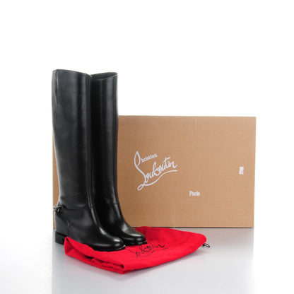 Christian Louboutin Calfskin Cate Chain Flat Tall Boots 36 Black 6 of 6
