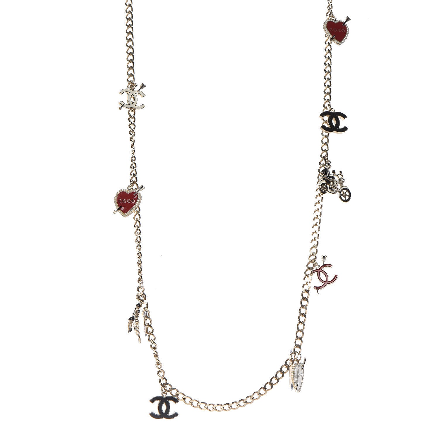 Chanel Enamel Charm CC Long Necklace Gold 1 of 4