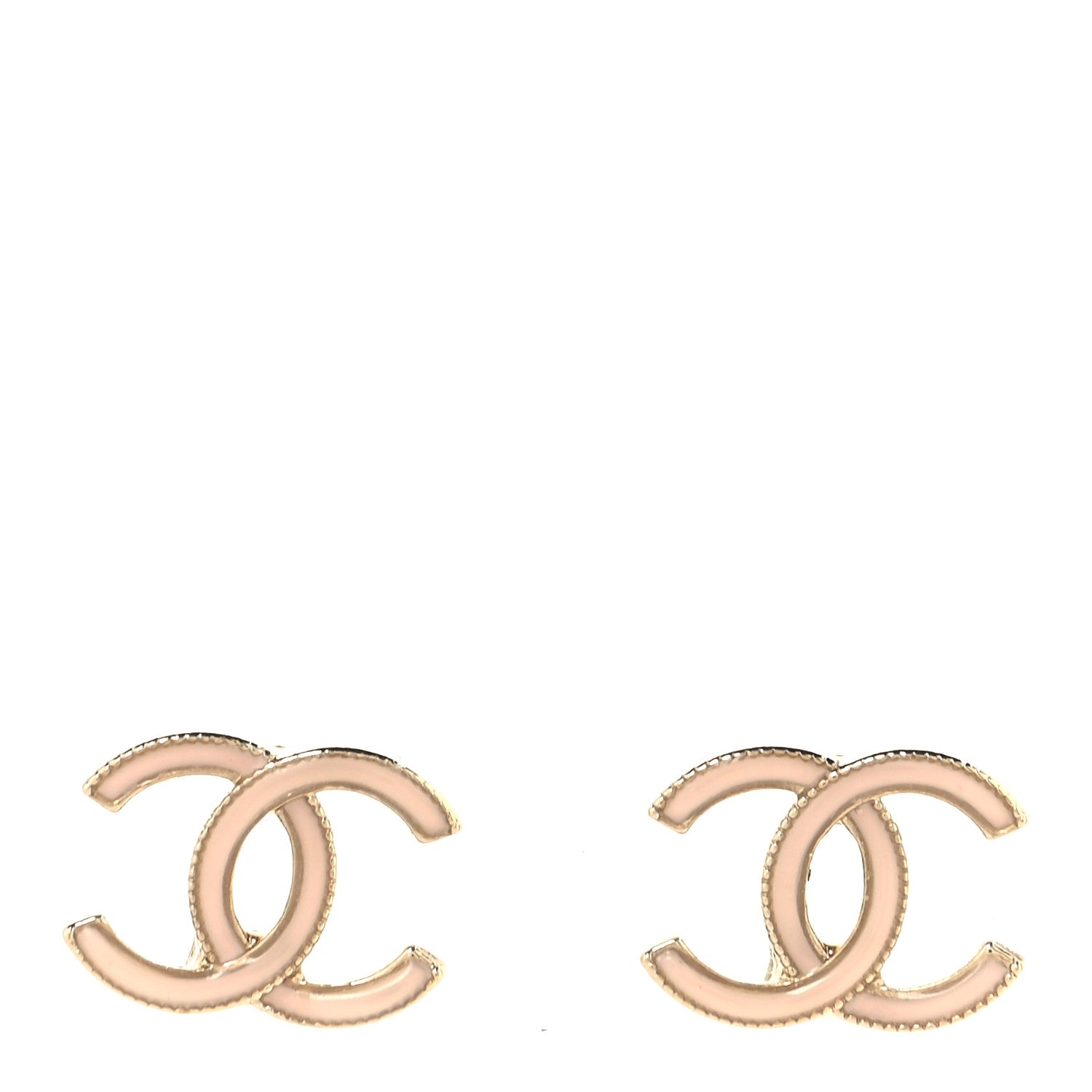 Chanel Enamel CC Earrings Pearly Pink Gold 1 of 4