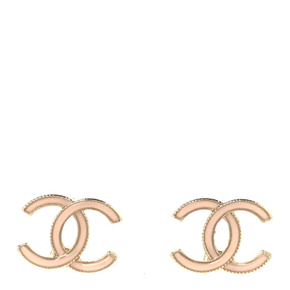 Chanel Enamel CC Earrings Pearly Pink Gold 1 of 4