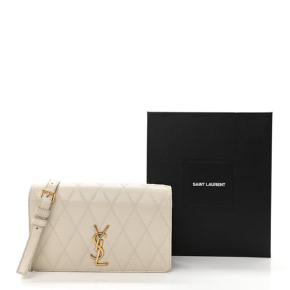 Saint Laurent Lambskin Diamond Quilted Angie Chain Bag Crema 9 of 9
