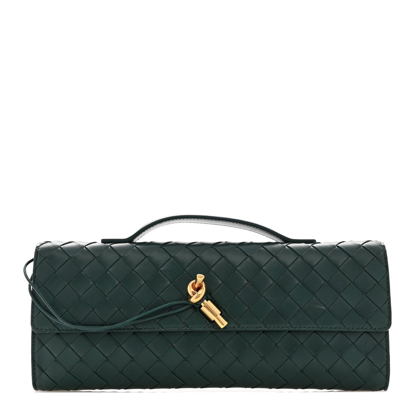 Nappa Intrecciato Long Andiamo Top Handle Clutch Emerald Green