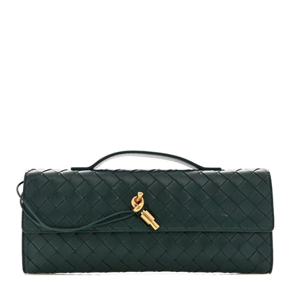 Bottega Veneta Nappa Intrecciato Long Andiamo Top Handle Clutch Emerald Green 1 of 7