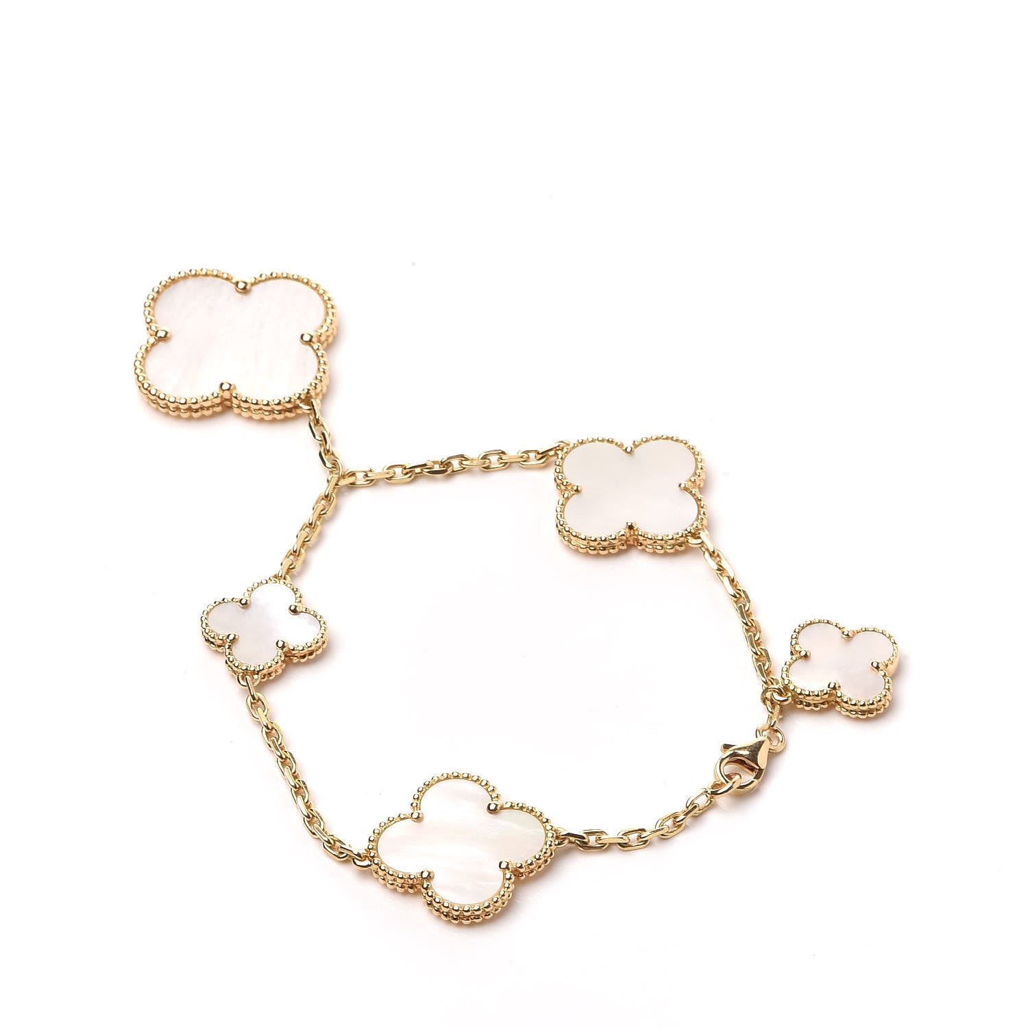 Van Cleef & Arpels 18K Yellow Gold Mother of Pearl 5 Motifs Magic Alhambra Bracelet 1 of 1