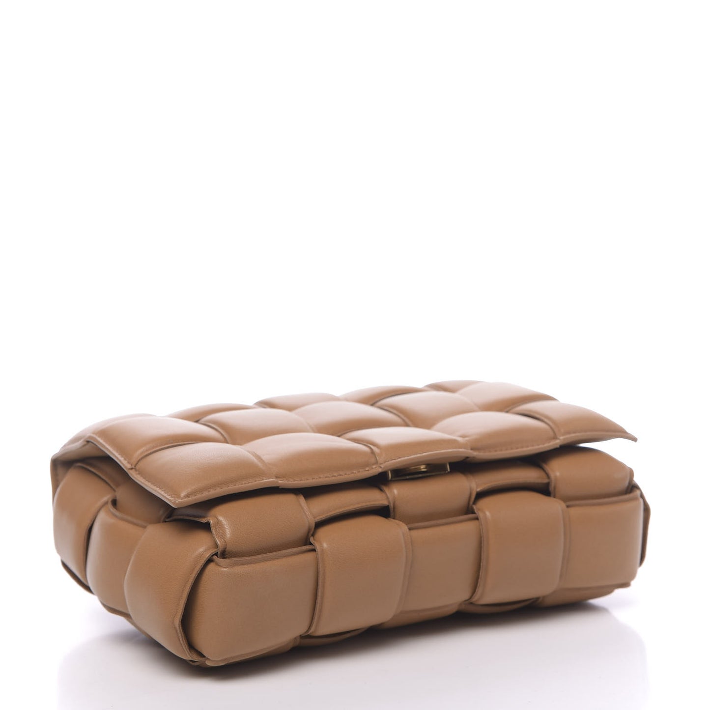 Nappa Maxi Intreccio Padded Cassette Crossbody Bag Caramel
