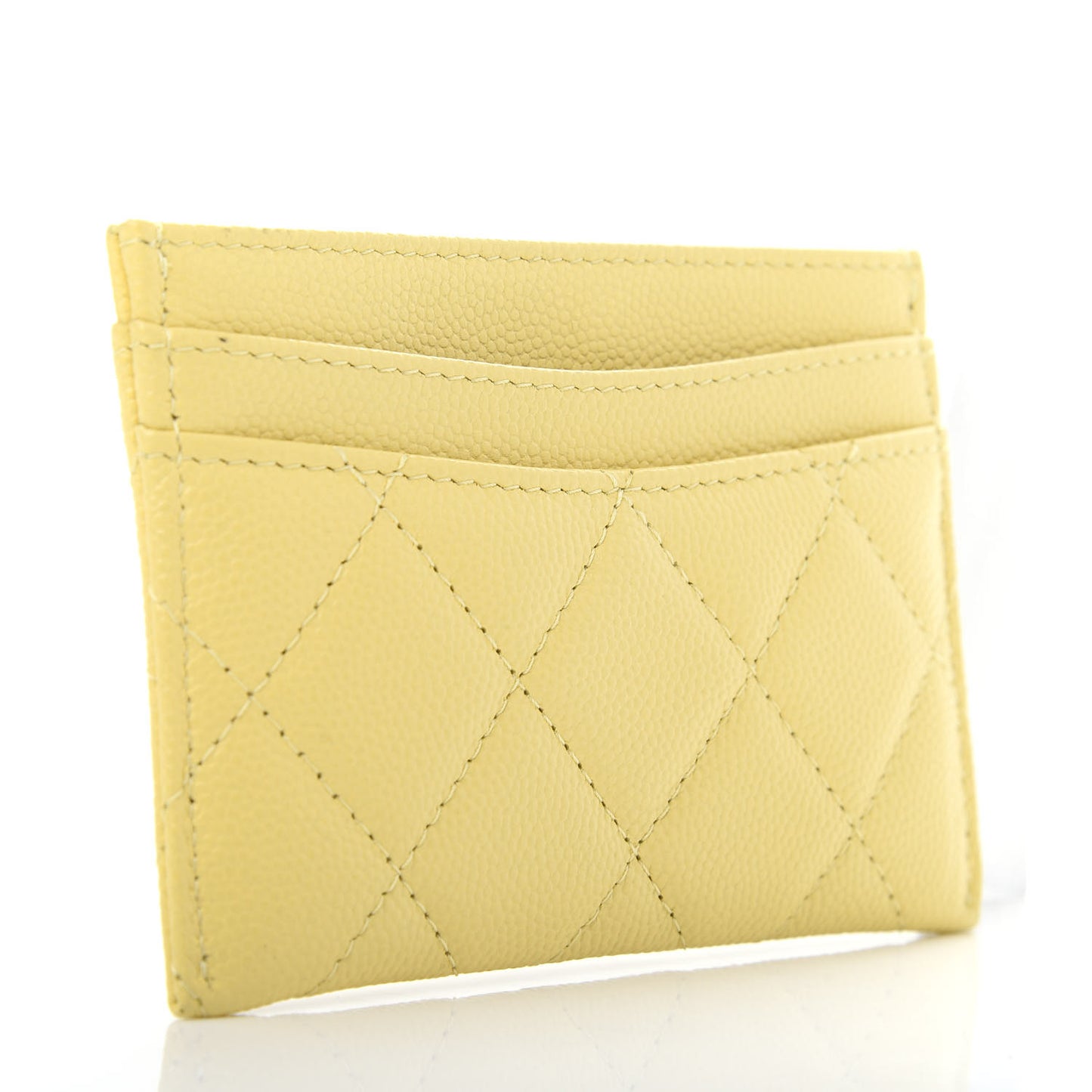 Caviar Quilted Card Holder Yellow
